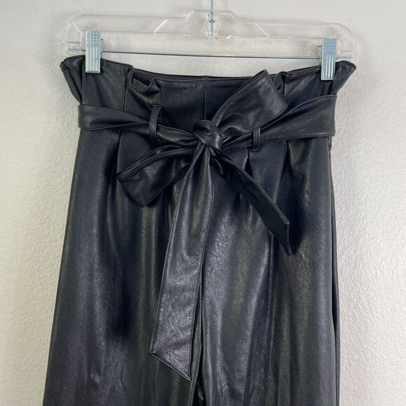 NEW Commando Womens Small Black Faux Leather Pants Paperbag Waist Ankle - Picture 5 of 15